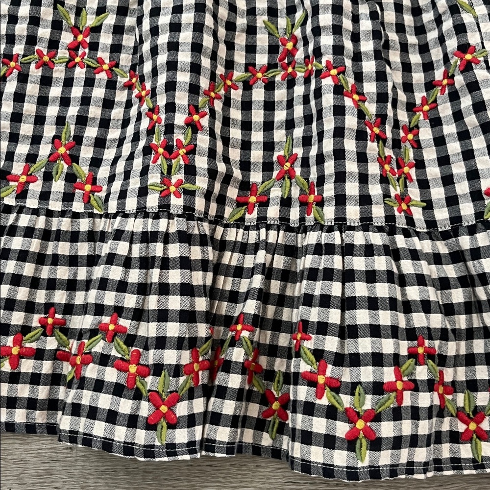 NATURAL LIFE Skirt Gingham Tiered Maxi Skirt Black White Embroidered Size M - Picture 5 of 13